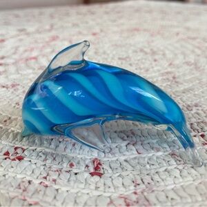 The Bridge Collection Glass Marine Mammal Figurine Dolphin Blue Beach Decor